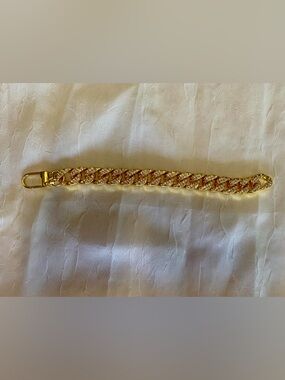 Gold Cuban Link extra small 8 inch Chain dog collar with rhinestones